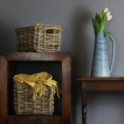 Rectangular Grey Rattan Pantry Basket - Small
