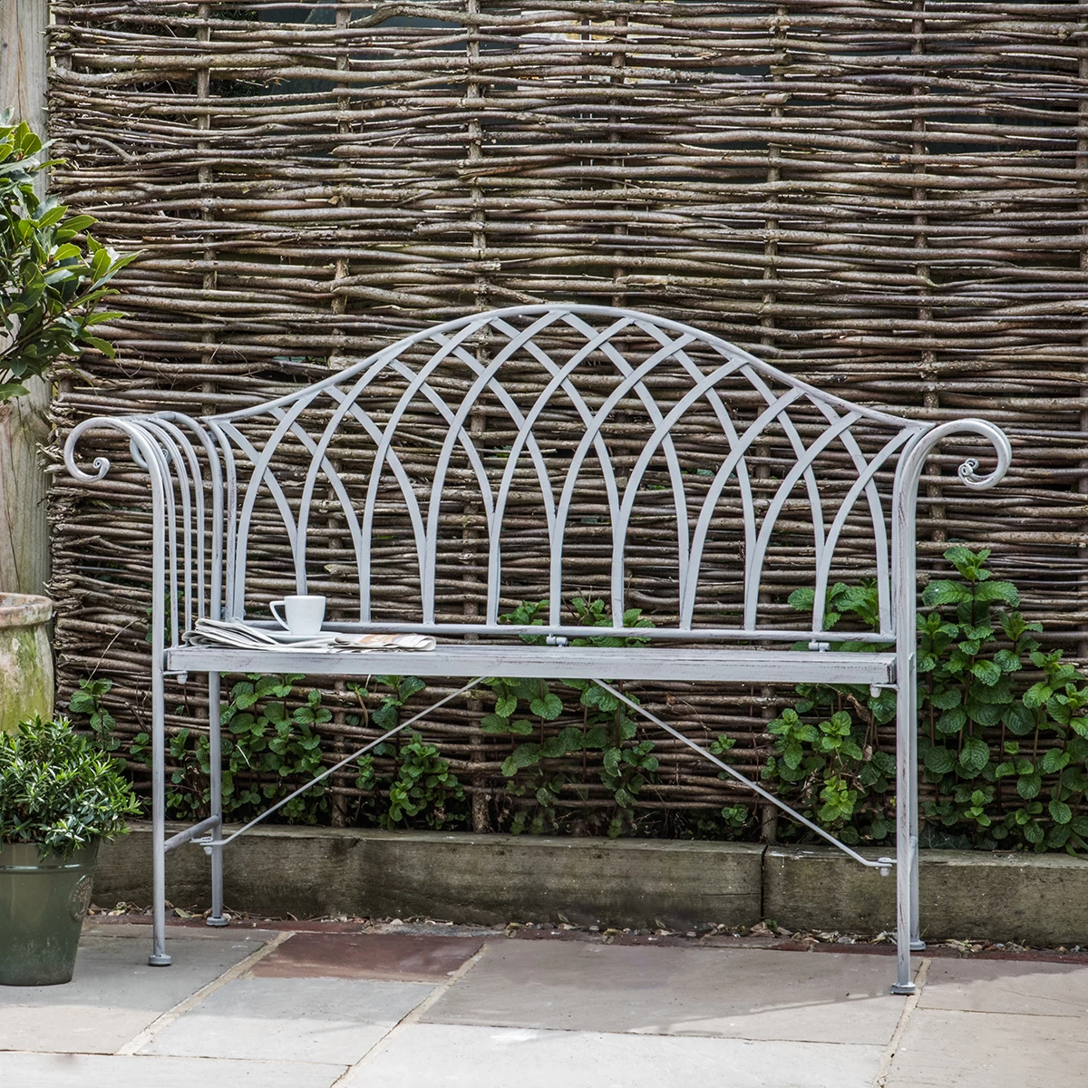 Garden Bench - Caernarfon - Distressed Grey 2 Garden Bench - Caernarfon - Distressed Grey - Image 2