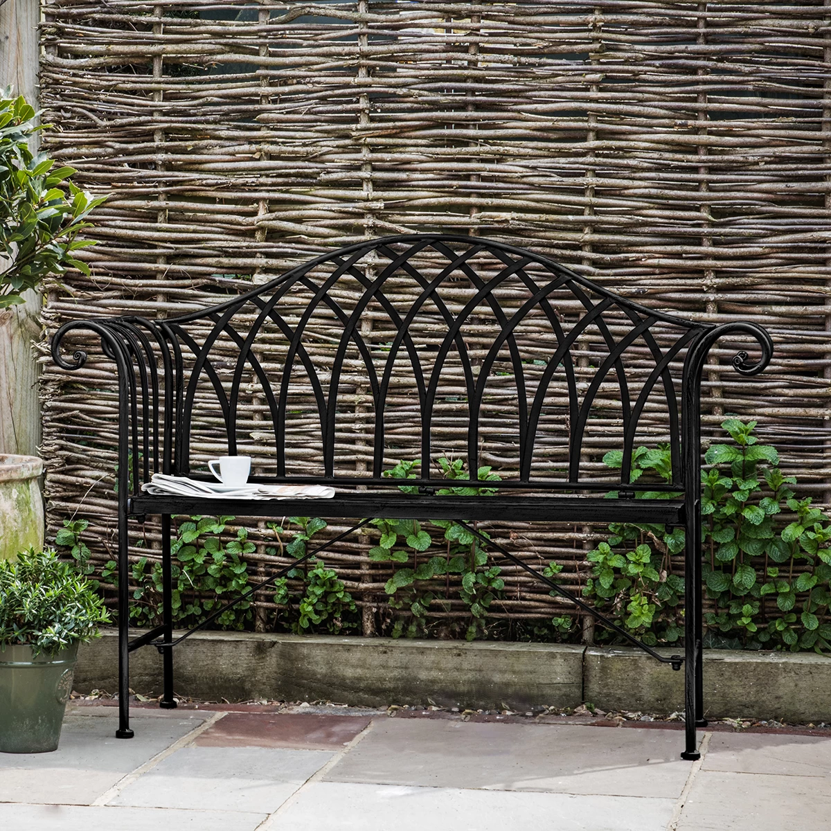 Garden Bench - Caernarfon - Distressed Grey 3 Garden Bench - Caernarfon - Distressed Grey - Image 3