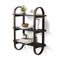 Wall Shelf Unit - Bellwood - Black & Walnut