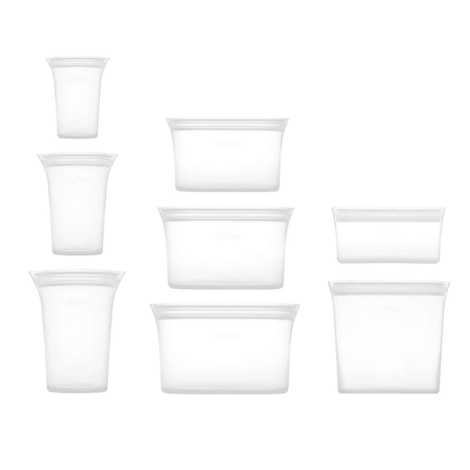 Reusable Zip Top Food Storage Containers - Set Of 8 - Frost 1 Reusable Zip Top Food Storage Containers - Set Of 8 - Frost