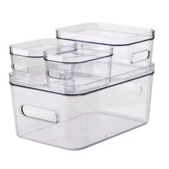 Stacking Lidded Fridge Storage Box Bundle - Clear