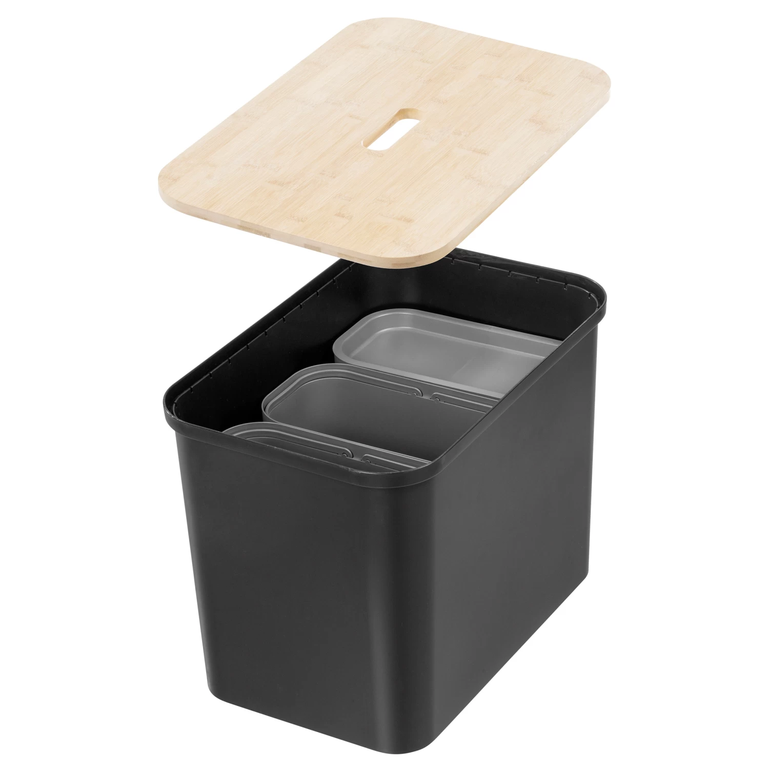 Smartstore Collect Recycling Bin - Black With Birch Lid 1 Smartstore Collect Recycling Bin - Black With Birch Lid