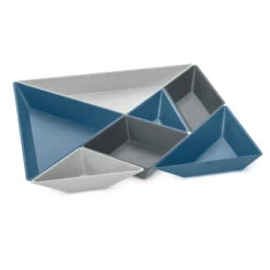 Modular Serving Bowl Set - Tangram - Blue, Dark Grey And Soft Grey