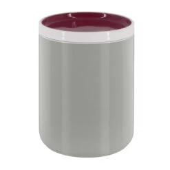 Airtight Porcelain Canister - Large - Grey And Burgundy