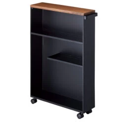 Bathroom Storage Unit On Castors - Slimline - Black