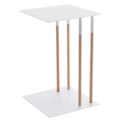 Side Table - Plain - Light Wood & White