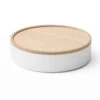 Round Storage Container With Lid - Shallow - White