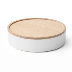 Round Storage Container With Lid - Shallow - White