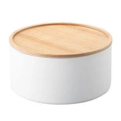 Round Storage Container With Lid - Deep - White