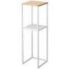 2 Tier Slimline Storage Unit With Wooden Top - White