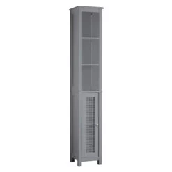 Bathroom Tallboy Storage Unit - Rafia - Grey