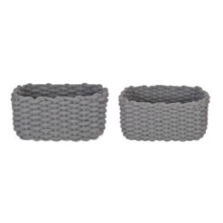 Set Of 2 Chunky Knit Baskets - Chesil - Grey
