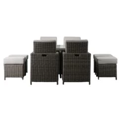 8 Seater Rattan Cube Garden Furniture - Oxford - Grey