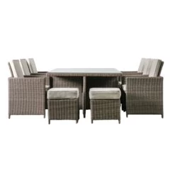 10 Seater Rattan Cube Garden Furniture - Skye - Natural