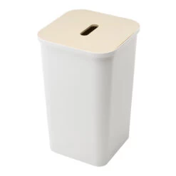 Slimline Recycle Bin - SmartStore Collect 53L - White Bin With Birch Lid