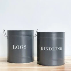 Log Bucket & Kindling Bucket Set - Charcoal