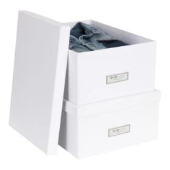 Set Of 2 Fibreboard Storage Boxes - Ulrika - White
