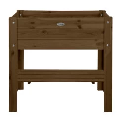 Raised Garden Bed With Storage Shelf - Dark Wood