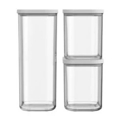3 X Clear Kitchen Storage Canisters - White